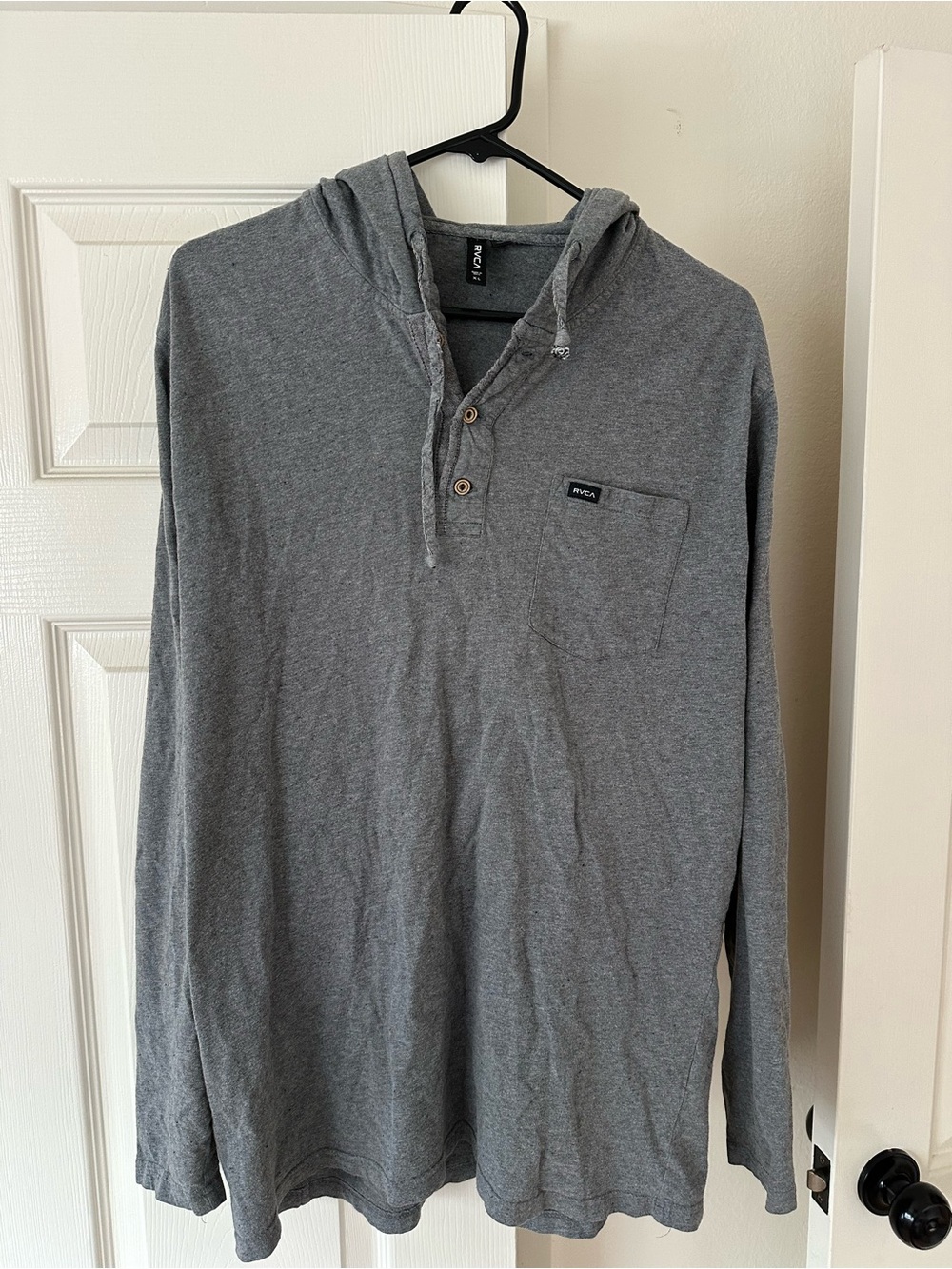 RVCA Gray Long-Sleeve Hooded Henley